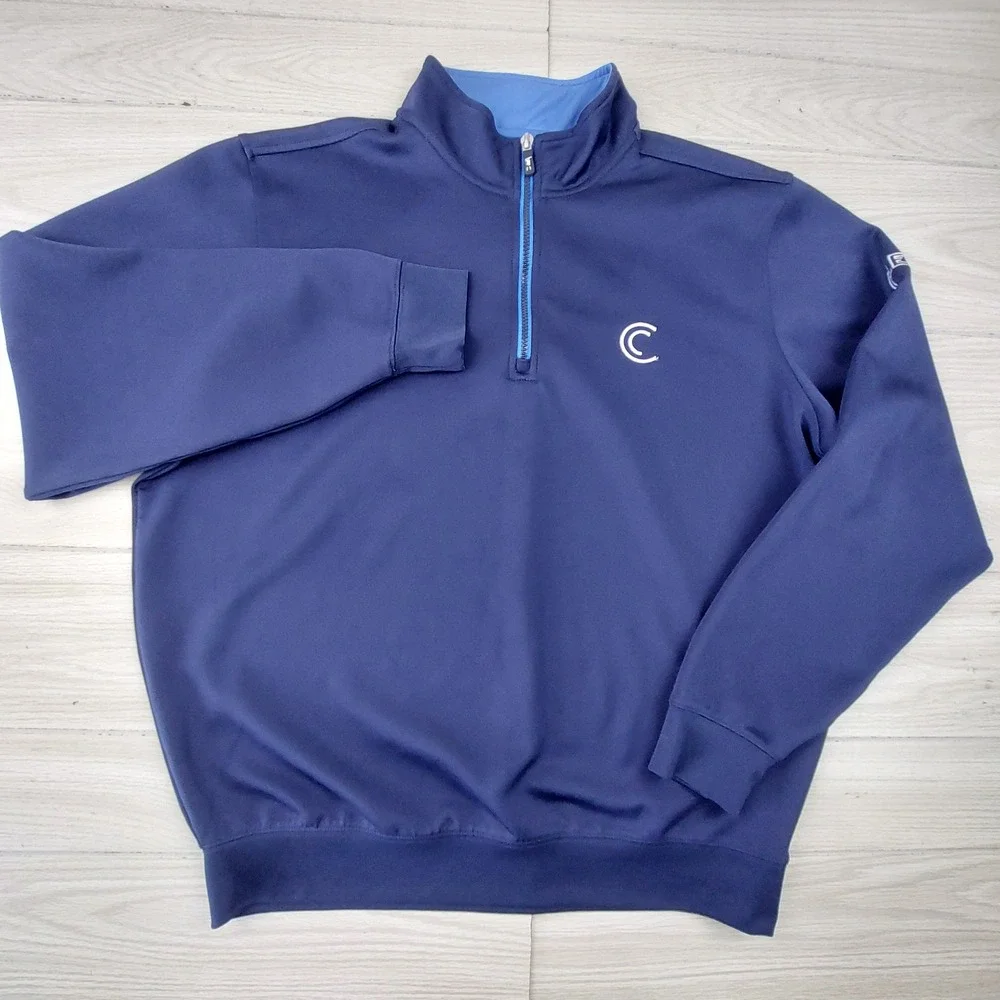 Fairway & Greene Quarter Zip Pullover Mens XL Navy Blue Tech Stretch Golf CLEAR